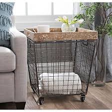 Industrial Wire Crate Accent Table Kirklands Wire Crate Blanket Storage Home Furniture