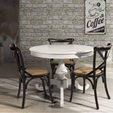 Tavolo Rotondo I Allungabile Shabby Chic Gamba Centrale Tornita 4 Sedie In Legno Mod Loren Nere