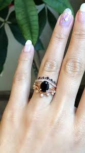Black And White Diamond Wedding Band Black Diamond Ring Stack Rose Gold By La More Design Engagement Ring And Wedding Band Black Diamond Ring Diamond Wedding Bands Wedding Ring Bands