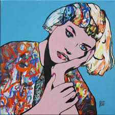 Pop Art Meets Street Art This Woman Leans Her Head On Her Hand And Dreams She Has Been Looking At Graffiti On The Streets Of Graffiti Girl Lovers Art Pop Art