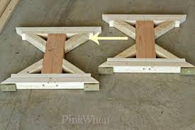 Cut two more pieces of 2×4 to fit between the two long supports. Build A Farmhouse Bench Paperblog Farmhouse Bench Farmhouse Picnic Table Bench