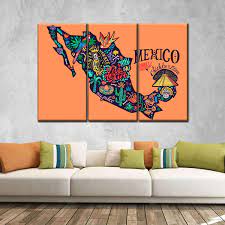 Viva Mexico Multi Panel Canvas Wall Art In 2021 Mexican Wall Art Mexican Hacienda Decor Mexican Folk Art Decor