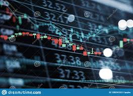 led display stock market numbers and graph stock market