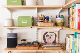 In this first example, they just took a small wall space and made it the study area with two desks and shelving. Seamless Homeschool Organization From Faye