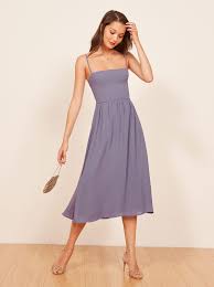 Rosehip Blue Square Neck Midi Dress Reformation Simple Dresses Fashion Casual Dresses