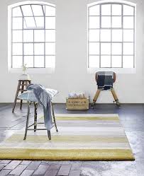Frisches Wohnen Man Nehme Einen Teppich In Zitronengelb Grosse Fenster Und Ein Bisschen Industrial C Yellow Rug Blue Accents Living Room Living Room Turquoise