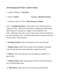 This Is The Answer Key For The An Unexpected Chat Life Hacks For School Reading Worksheets Story Structure Worksheets