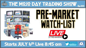 Pre Market Watch List The Mojo Daytrading Show Ep 220 In 2020 Day Trading Marketing Mojo