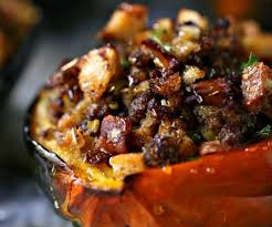 Stuffed Acorn Squash Loaded With Lots Of Bacon Italian Sausage Bread Crumbs Spices And Driz Acorn Squash Recipes Acorn Squash Recipes Healthy Squash Recipes
