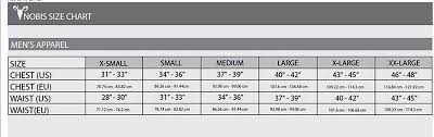 usa nobis cartel size chart inches 2a494 b6ffb