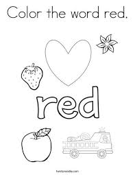 This collection includes color by number pages, mandalas, hidden picture activity pages and more! Color The Word Red Coloring Page Color Red Activities Preschool Colors Red Activities