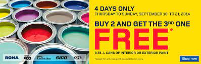 Free delivery and returns on ebay plus items for plus members. Rona Home Garden Canada Sale Buy 2 Get 1 Free Cans Of Paint Canadian Freebies Coupons Deals Bargains Flyers Contests Canada