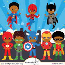 African American Superhero Clipart Super Hero Clipart Etsy In 2021 Superhero Clipart Clip Art Superhero