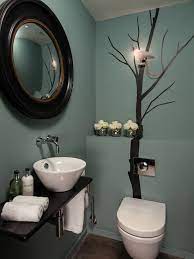 Bathroom Design Contemporary Powder Room Decorating Ideas With Dry Tree Theme Also Cute Pendant La Small Bathroom Colors Small Bathroom Decor Elegant Bathroom