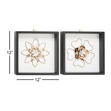 Maybe you would like to learn more about one of these? White And Gold Metal Flower Wall Decor Sculptures In Square Black Framesset Of 2 12 X 12 Each Overstock 32112526