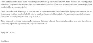 Eh aisyah kira masih lama ternyata selang seminggu abdur rohim datang mnelamar. 5 Contoh Surat Pribadi Untuk Sahabat Guru Kakak Keluarga