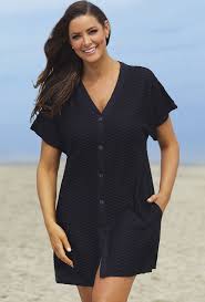 Swimsuitsforall Black Waffle Button Cover Up Modelos Femininos Roupas Looks Femininos
