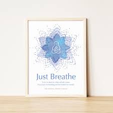 Just Breathe Mindfulness Art Print Breathing In Out Etsy In 2020 Mindfulness Art Art Prints Print
