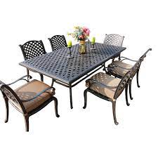 Reviewed in canada on may 22. Ipatio Outdoor Cast Aluminum 7 Piece Rectangle Dining Set With Cushioned Arm Chairs The Home Depot Canada