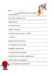 Then he reads his____in the kitcharhe has____at 11 30 and then he telephones his mother in scotland in theafternoon, at 1.00. Unscramble The Words To Form A Question Esl Worksheet By 5725