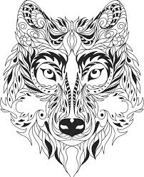 Zentagle ornate mandala loup renard esprit animal design impression photo. Mandala Tete De Loup