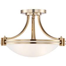 Whether you want your lighting to blend in or stand out, there's a flush mount ceiling light that's up to the task. Possini Euro Design Modern Art Deco Ceiling Light Semi Flush Mount Fixture Warm Brass 16 Wide White Glass Bowl Bedroom Hallway Target