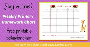 Free Printable Homework Charts For Kids Acn Latitudes