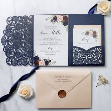 Hence, this is the perfect combination of feminine and masculine in a stunning modern design. Boho Navy Blue Elegance Laser Cut Wedding Invitations Pwil085 Pro Wedding Invites