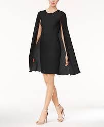 Calvin Klein Crepe Cape Dress Designer Black Dress Everyday Dresses Cape Dress