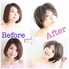 変身ショートボブで小顔エラ張り丸顔に似合うヘアカラーヘア