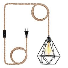 Maybe you would like to learn more about one of these? Buy Farmhouse Black Plug In Pendant Light Industrial 15ft Hanging Lamp Kit Frideko Hemp Rope Light Cord Metal Cage Lampshade Lighting Fixtures With Switch For Living Room Bedroom Diy Decor Online