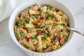 Pasta salad contains three major portions: Easy Tuna Pasta Salad With Peas And Vegetables Babaganosh