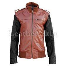 Leather Skin Brown Genuine Leather Jacket With Black Sleeves Leather Jacket Red Jacket Leather Maroon Leather Jacket
