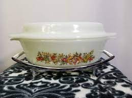 Pyrex ovenproof casserole dish & lid brown vine phoenix pattern. Vintage Anchor Hocking Milk Glass Oval And 50 Similar Items