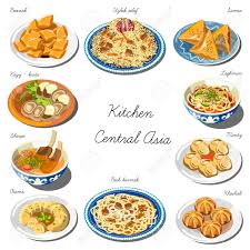 ¡un paraíso para que los chicos cocinen. Juego De Cocina Asia Central Coleccion De Platos De Comida Para La Decoracion De Restaurantes Cafes Menus Ilustracion Del Vector Aislado En Blanco Ilustraciones Vectoriales Clip Art Vectorizado Libre De Derechos Image