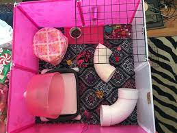 2x2 Solid Panel C C Cage For A Hedgehog I Used Pink Panels With A Floral Design On Them Semi Translucent Solid Hedgehog Pet Hedgehog Cage Toy Organization