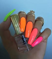 Pin By R A R E On Nails Neon Acrylic Nails Orange Nails Gel Nails