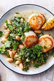 Seared Scallops With White Bean Ragu Charred Lemon Recipe Healthy Recipes Scallop Recipes Scallops Seared