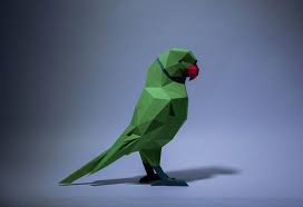 Parrot Green Paper Craft Digital Template Origami Pdf Etsy Diy Stuffed Animals Paper Crafts Paper Sculpture