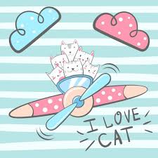 Cartoon Cat Kitty Characters Airplane Illustration Airplane Illustration Cartoon Cat Cartoon
