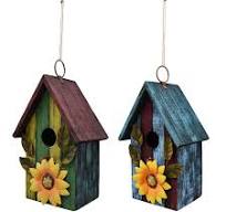 Amazon.com: 2 casas de madera para pájaros para jardín ...