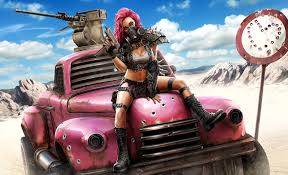 Download 1920x1166 artwork, pink hair, jeep, apocalyptic, desert, sexy Porno  Photos, Erotic Wallpapers