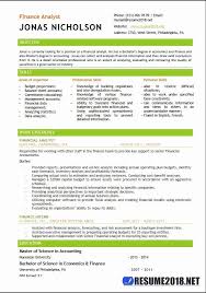Financial Analyst Resume Example Unique Finance Analyst Resume Templates 2018 Resume 2018 In 2020 Resume Examples Job Resume Examples Analyst