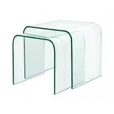 105cm tempered glass curved coffee table for sale. Glass Nest Of Two Curved Tables Modern Stylish Retro Contemporary Glass Tables By Glass Tables Online