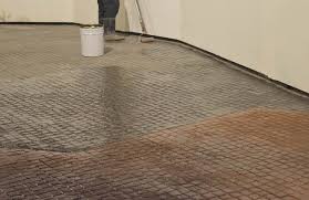 After pressing the stamp on wet concrete, stepping on it or measured strikes with a hammer can concrete stamping is a very straightforward procedure. 8 Steps To Applying Stamped Concrete All Things Flooring