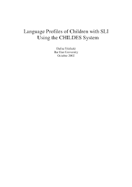 Pdf Language Profiles Of Children With Sli Using The