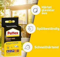 Pattex Kraft-Mix Extrem Schnell, extrem schnell härtender 2 Komponenten  Kleber auf Epoxidharz Basis, 2K Kleber mit hoher Beständigkeit für viele ...
