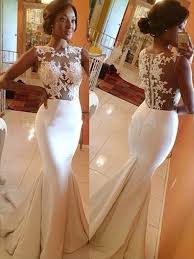 Sweetheart blush satin organza trumpet bridal gown. Ivory Satin Scoop Trumpet Mermaid Sweep Brush Train Wedding Dresses Bonnyin Com