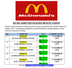 Pelbagai pilihan jawatan kosong kerajaan & swasta terkini 2021. Terkini Iklan Permohonan Online Jawatan Kosong Mcdonald S Di Negeri Johor