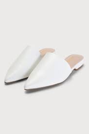 Lorene White Pointed-Toe Mules